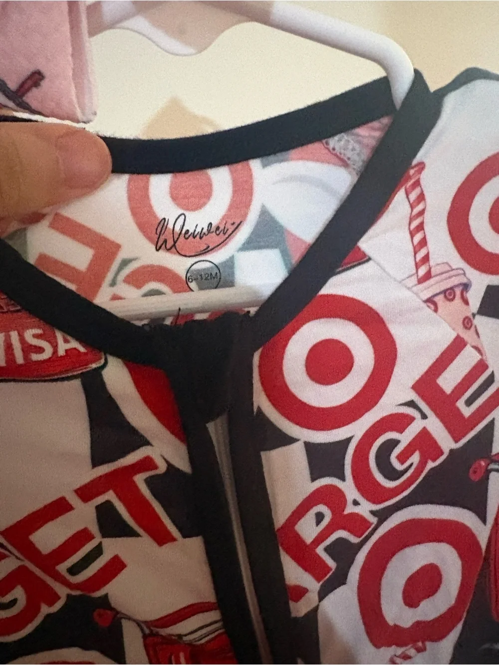 Bamboo zippy target “charge it to my daddy” with bow 6-12 months NWOT